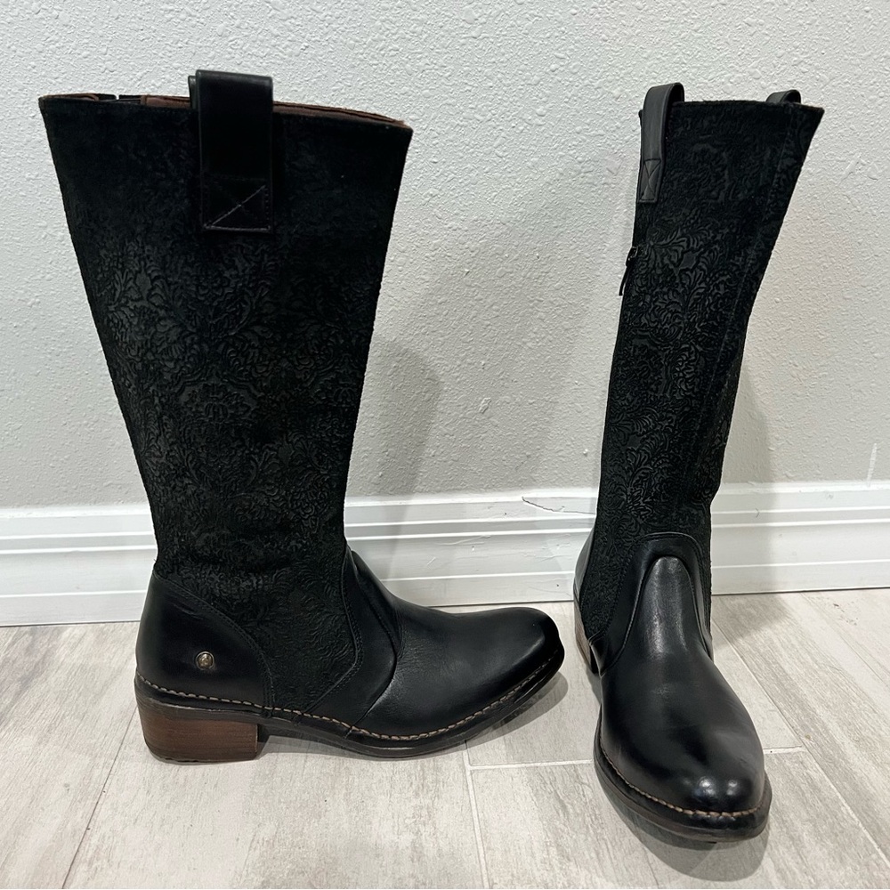 NEOSENS Spain Calf Leather Tooled Brocade Knee High Boot 6.5